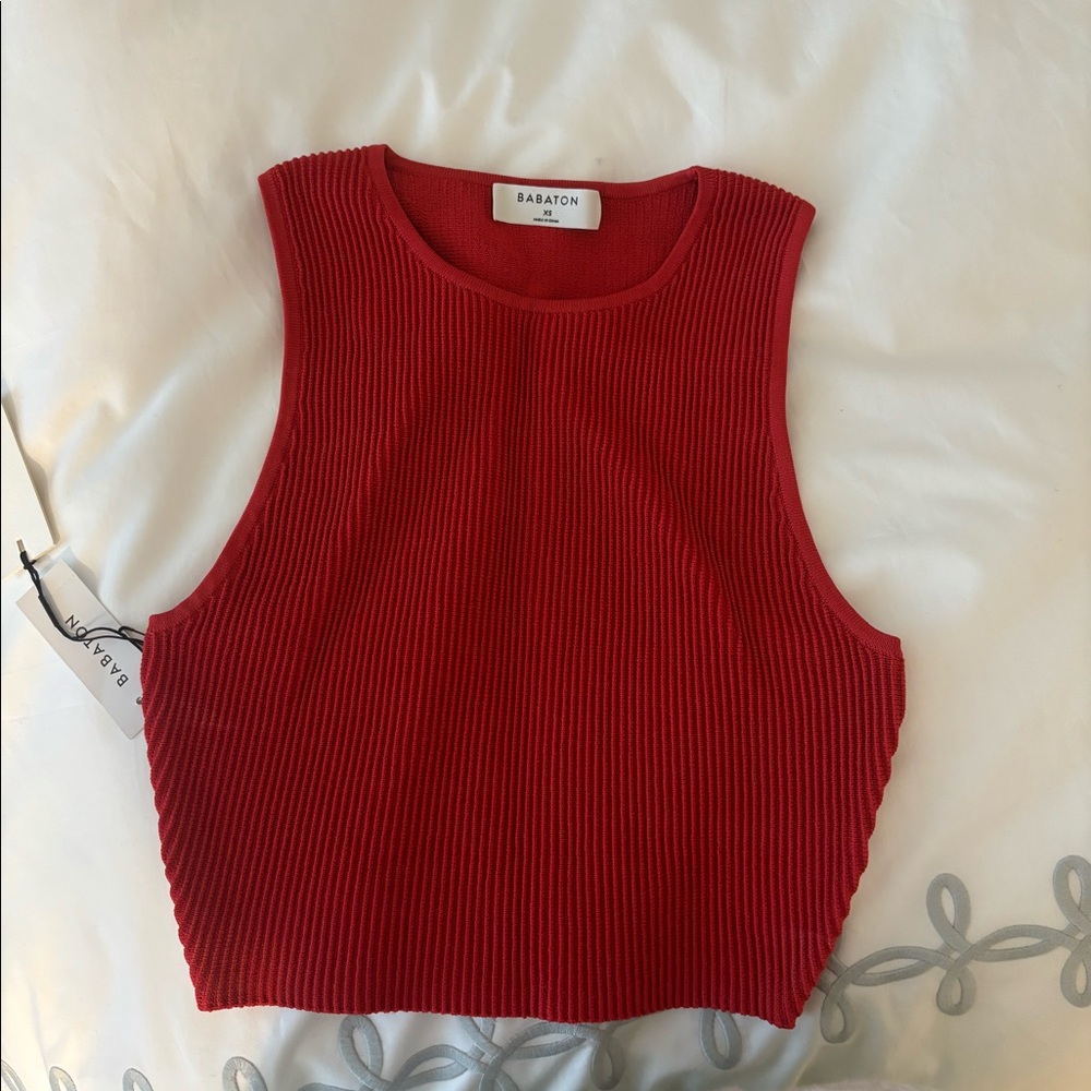 Babaton red ribbed crop top